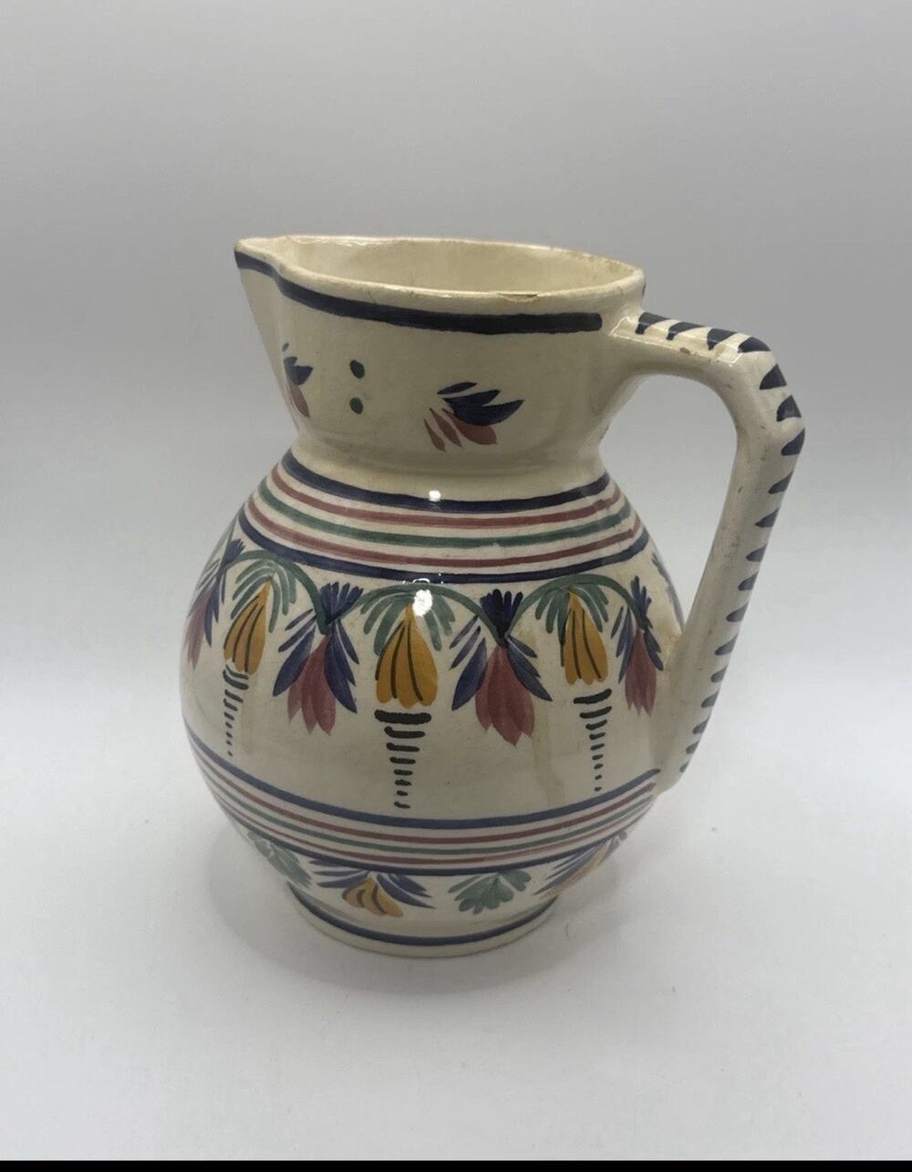 Vintage HB Henriot Quimper French Faience Vase/Jug - Signed & Numbered 6.7in